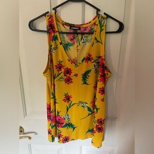 Express Yellow Floral Tank Top
